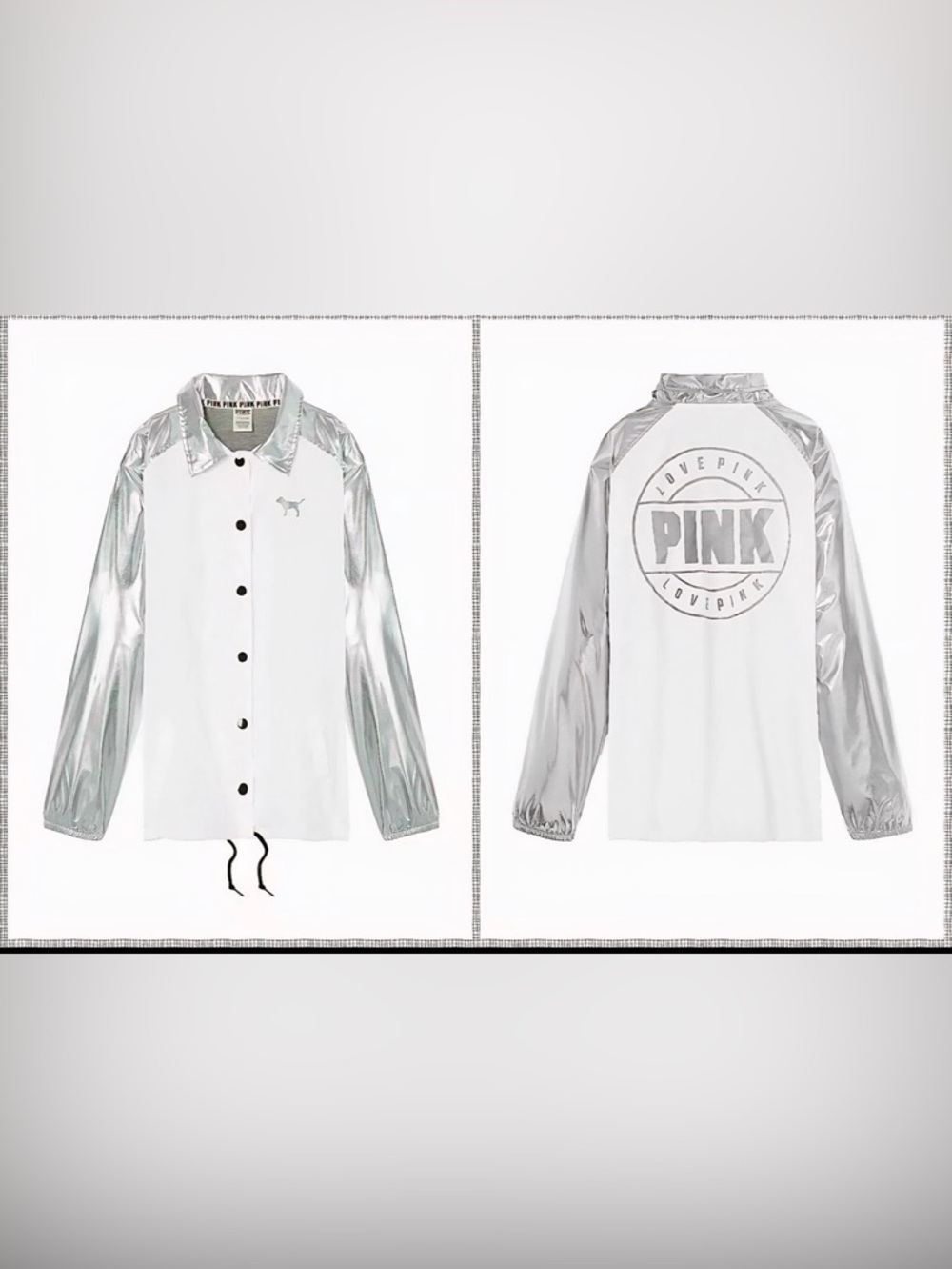 PINK BY VICTORIA’S SECRET COACHES JACKET fully lined snap up windbreaker 2017 SM
